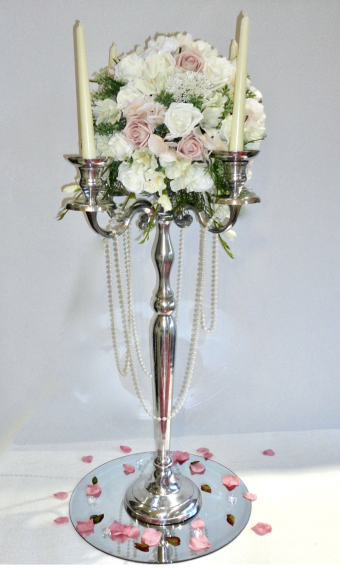 Candelabra centrepiece sphere, artificial floral sphere wedding centrepiece, wedding sphere floral ball